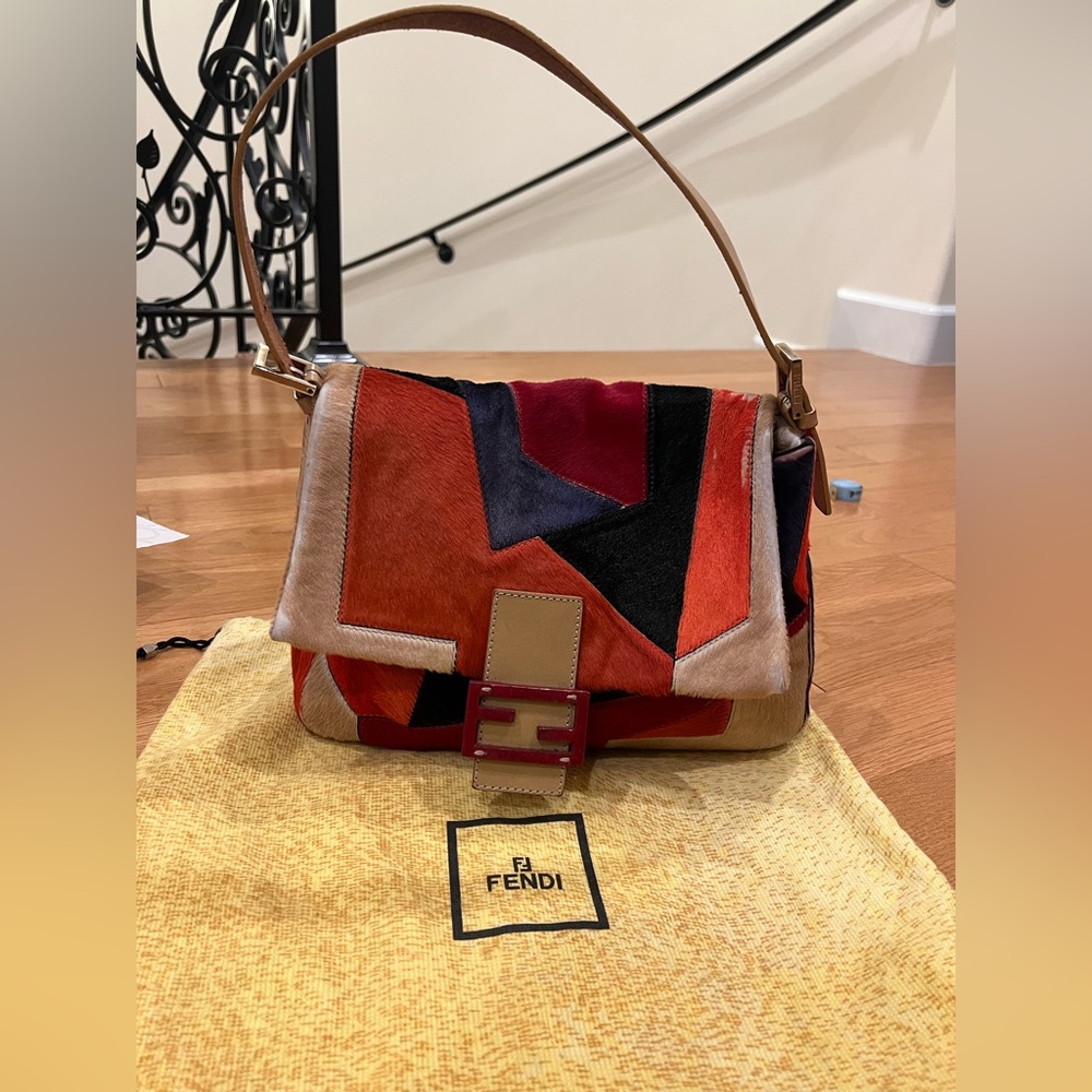 Fendi Mamma Baguette pony-style calfskin handbag